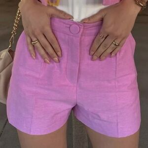 ZARA - Darted Bermuda Shorts Covered Button PINK REF: 3180/154